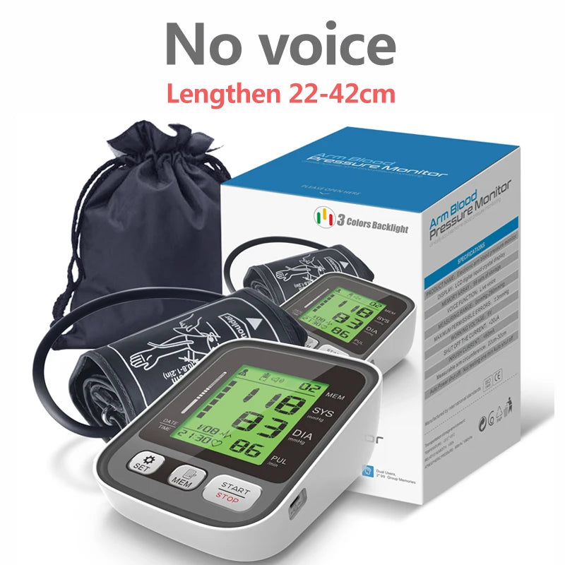 Easy-Use Automatic Upper Arm Blood Pressure Meter - Home Sphygmomanometer for Arterial Pressure Check