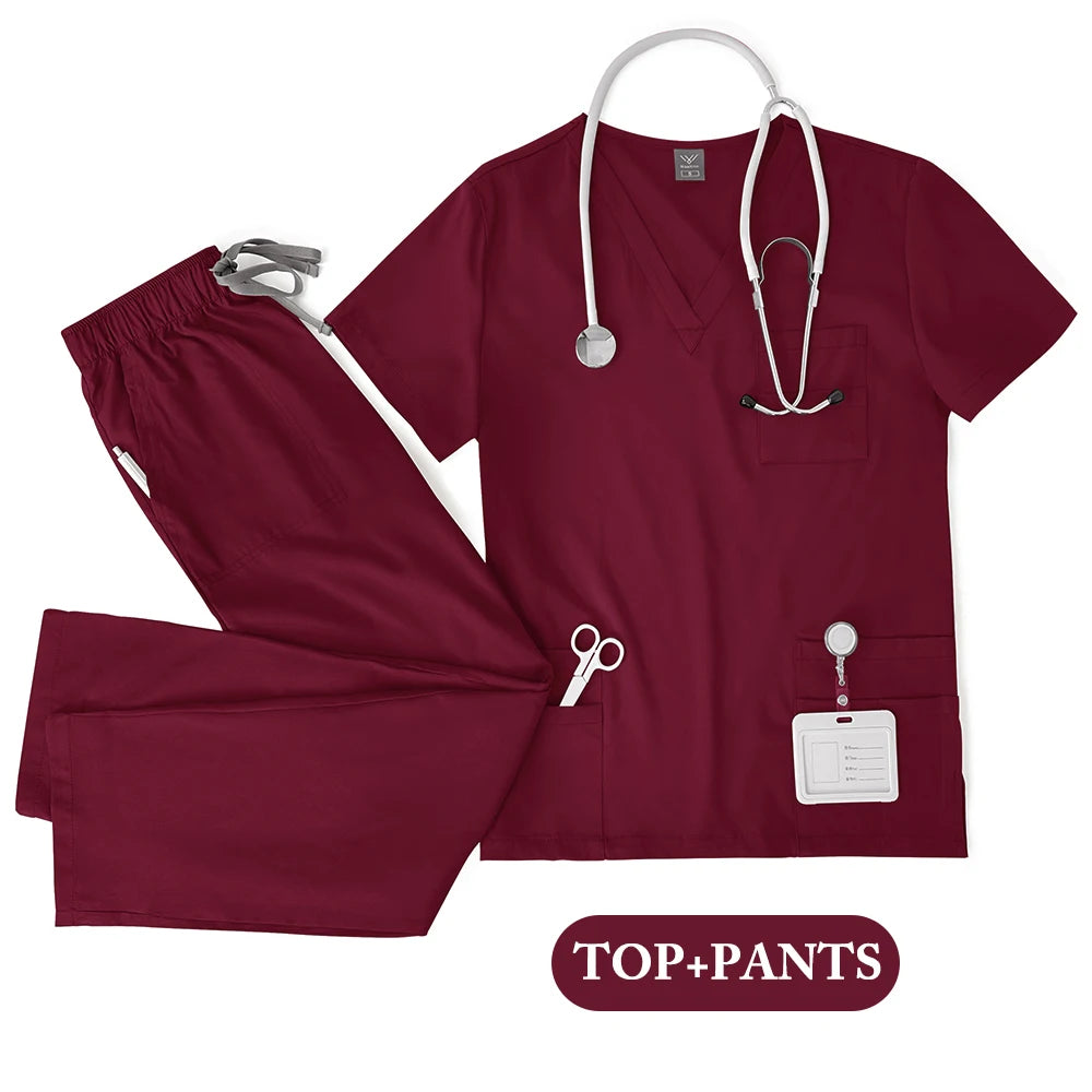Unisex Medical Uniforms Men Women Nursing Clothes Lab Beauty Costume Nurse Scrubs Set Doctor Dentist Workwear Clinical Top 2026