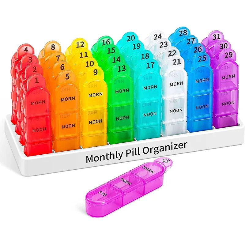 30 Day Pill Box Organizer Am Pm With 32 Large Compartments for Each Day Portable Travel Pill Container for Vitamins and Medicine