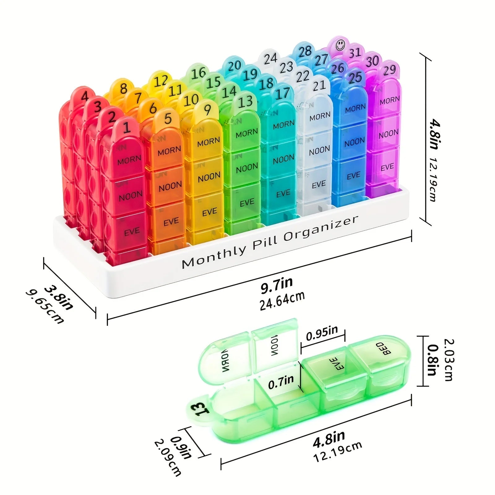 30 Day Pill Box Organizer Am Pm With 32 Large Compartments for Each Day Portable Travel Pill Container for Vitamins and Medicine