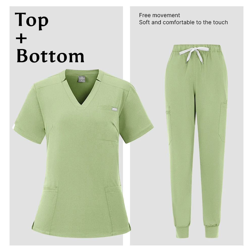 Wholesale High Quality Elastic Medical Scrub Set Surgical Work Wear Hospital Doctor Nurse Uniform Operating Room ClinicalClothes