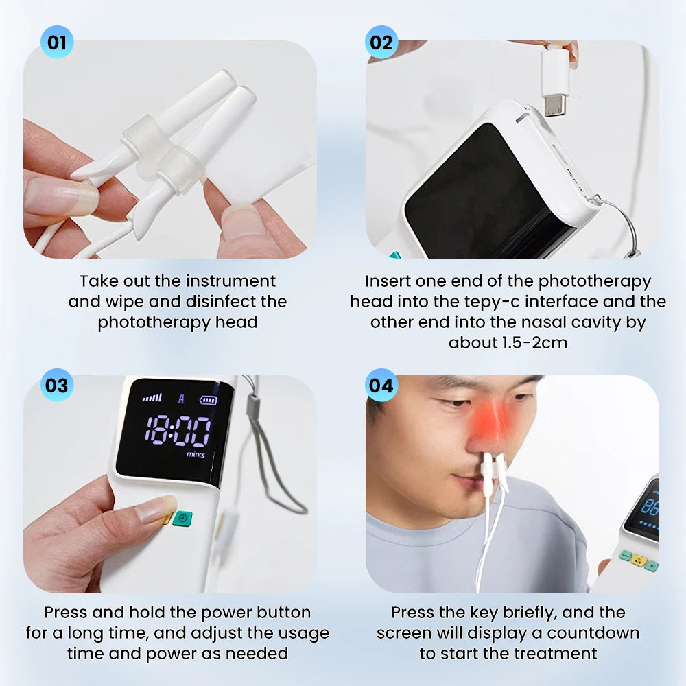 Medical Grade Rhinitis Treatment  650nm Red Light Nasal Laser Physical Therapy Apparatus Sinusitis Cure Machine