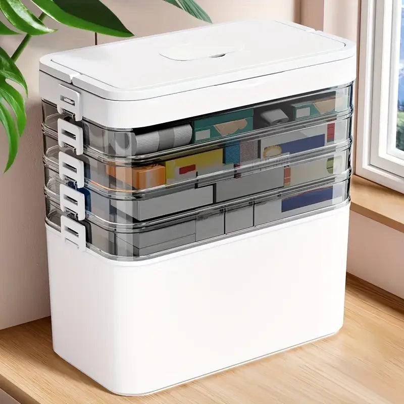 Large Capacity Multi-Layer Medicine Organizer and Usage Guide - Durable Waterproof Pill Box with Pill Storage Compartment, Suitable for Home and Travel Storage, Can Be Placed under the Bed, Easy to Carry, Ideal for Outdoor Tr