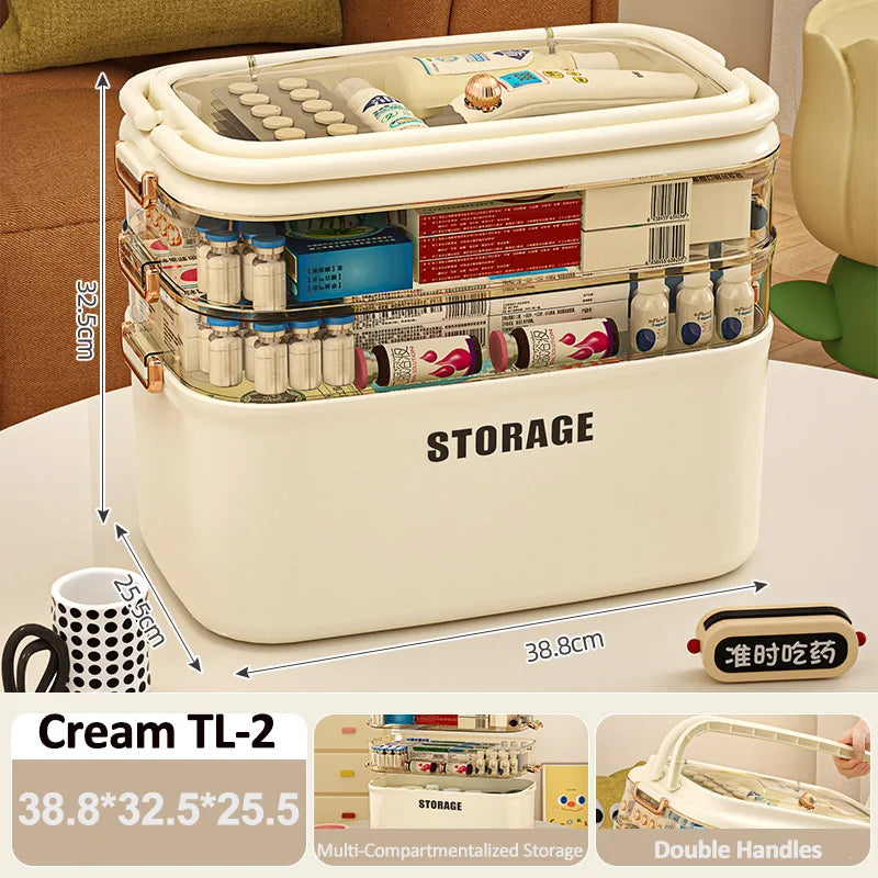 Large Capacity Family Medicine Organizer Storage Portable Home First Aid Kit Pill Container Emergency Pharmacy Box Drug Case