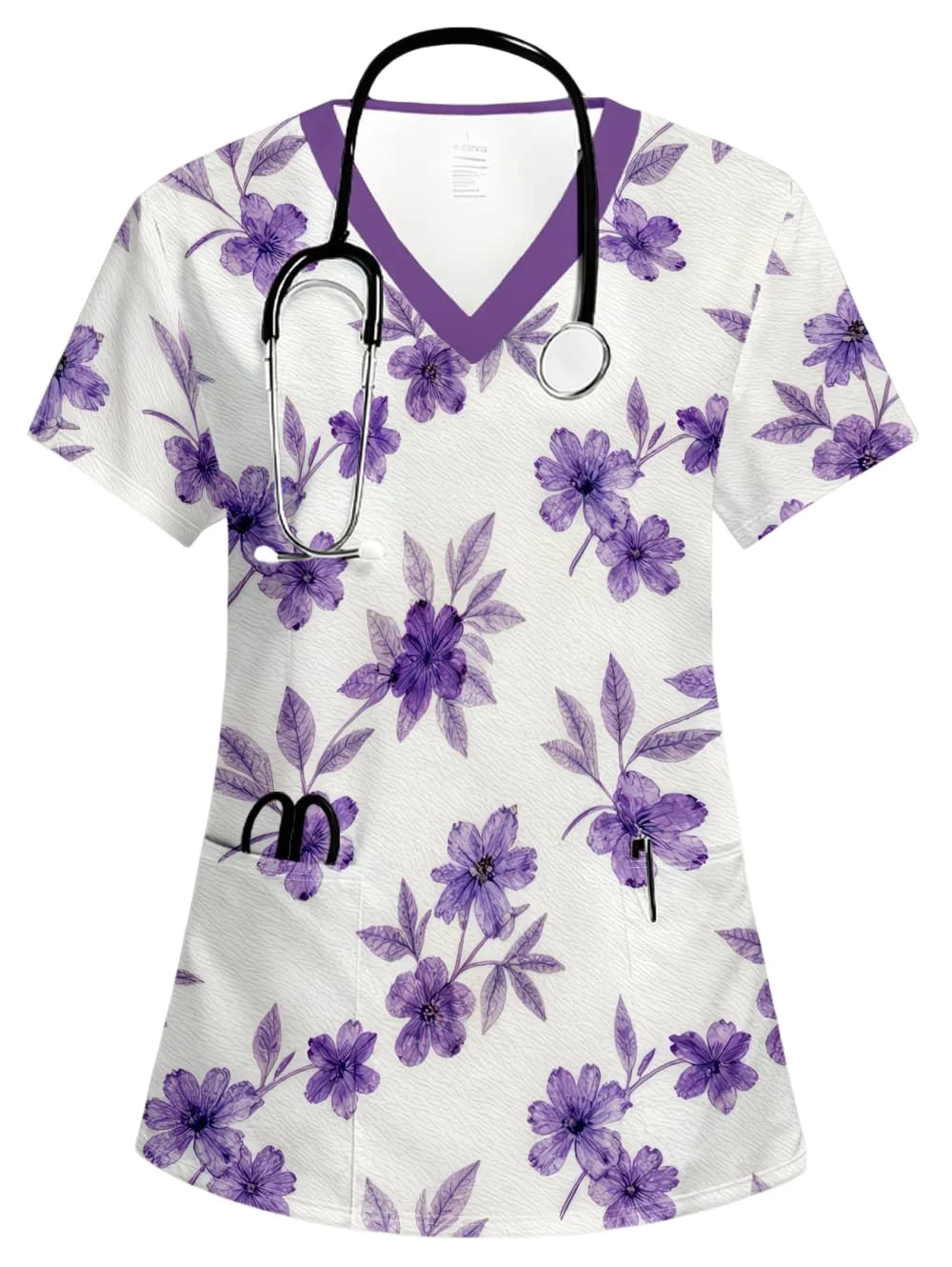 Uniforms Women Medical Fashion Floral Print V-Neck Pockets Design Comfortable Short Sleeve Scrubs Elegant Clinical Uniform Woman