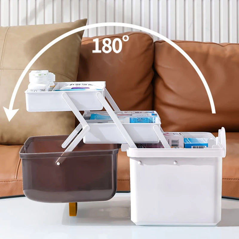 3 Layers Large Capacity Family Medicine Organizer Storage Box Portable First Aid Kit Container Emergency Pharmacy Pill Box