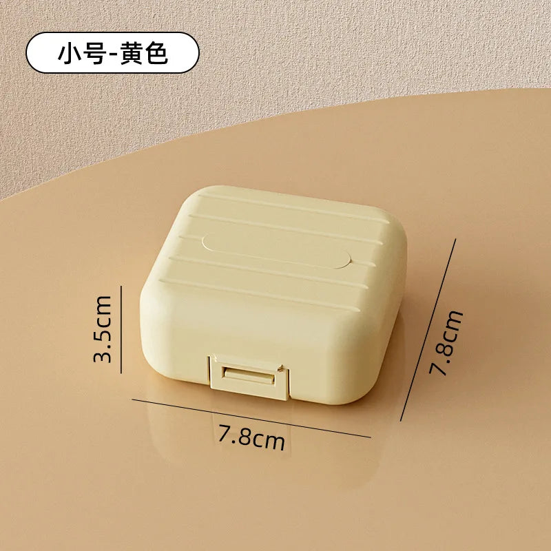 Portable mini medicine box, double sealed medicine pill storage box, seven days a week snap-on compartment medicine box