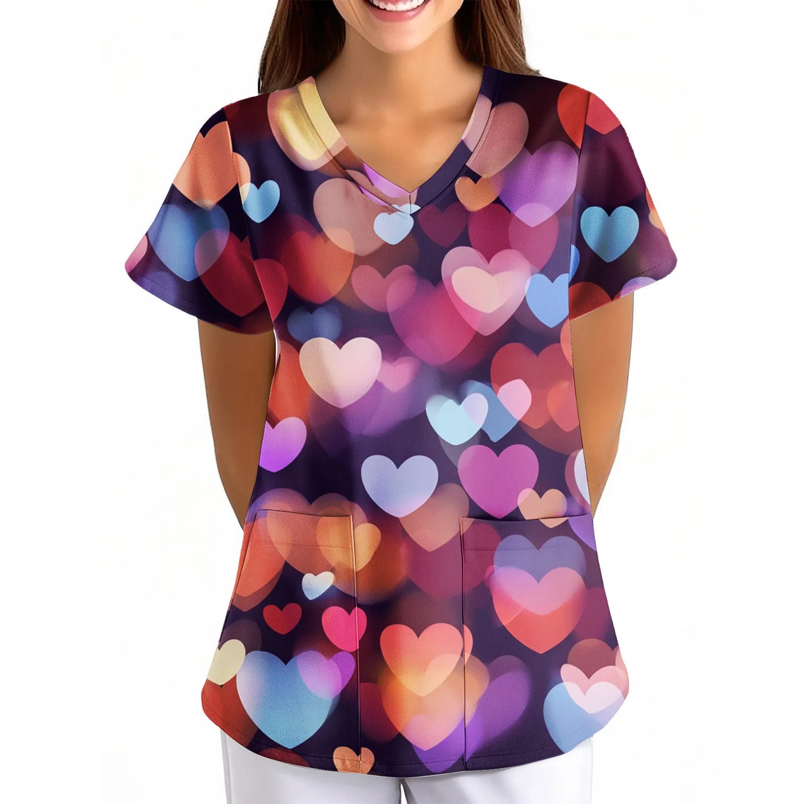 Summer Short Sleeve Medical Scrubs Clothes Pharmacy Beauty Salon Workwear Nurse Uniform Hospital Doctor Dental Surgery Work Top