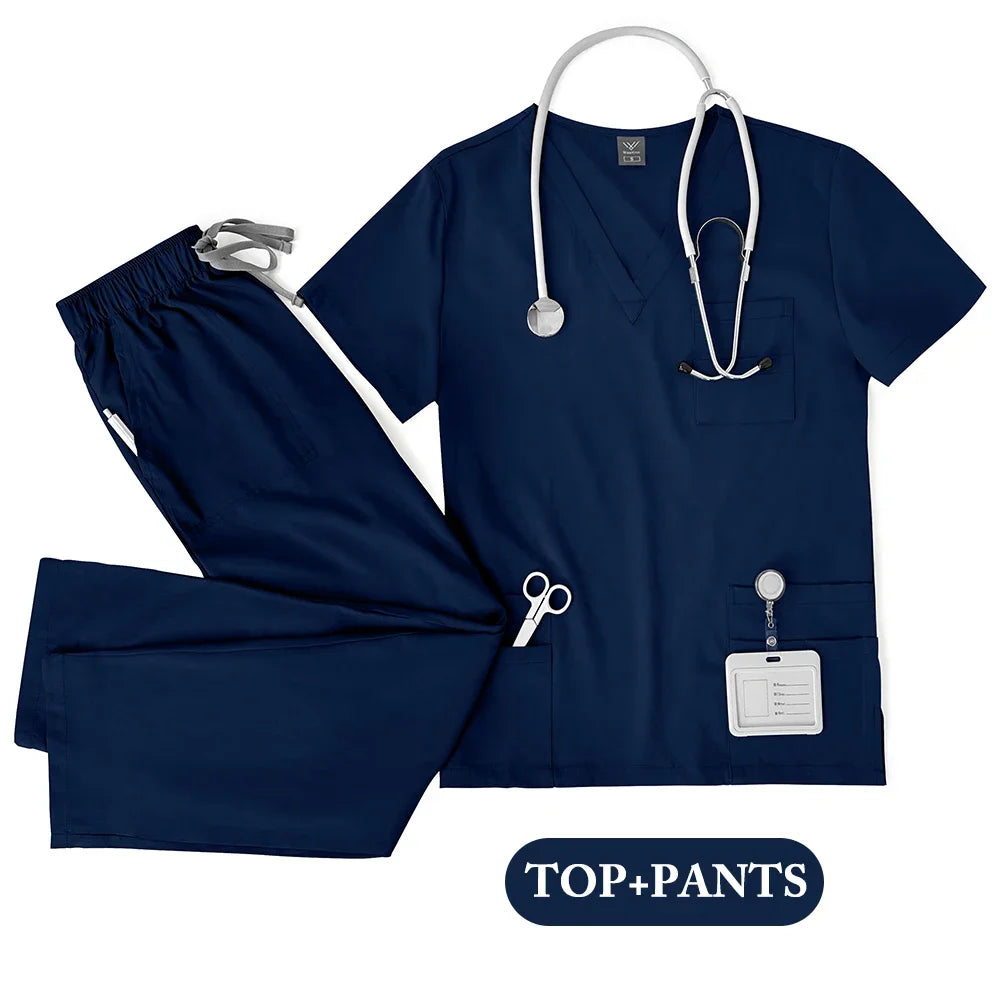 Unisex Medical Uniforms Men Women Nursing Clothes Lab Beauty Costume Nurse Scrubs Set Doctor Dentist Workwear Clinical Top 2026