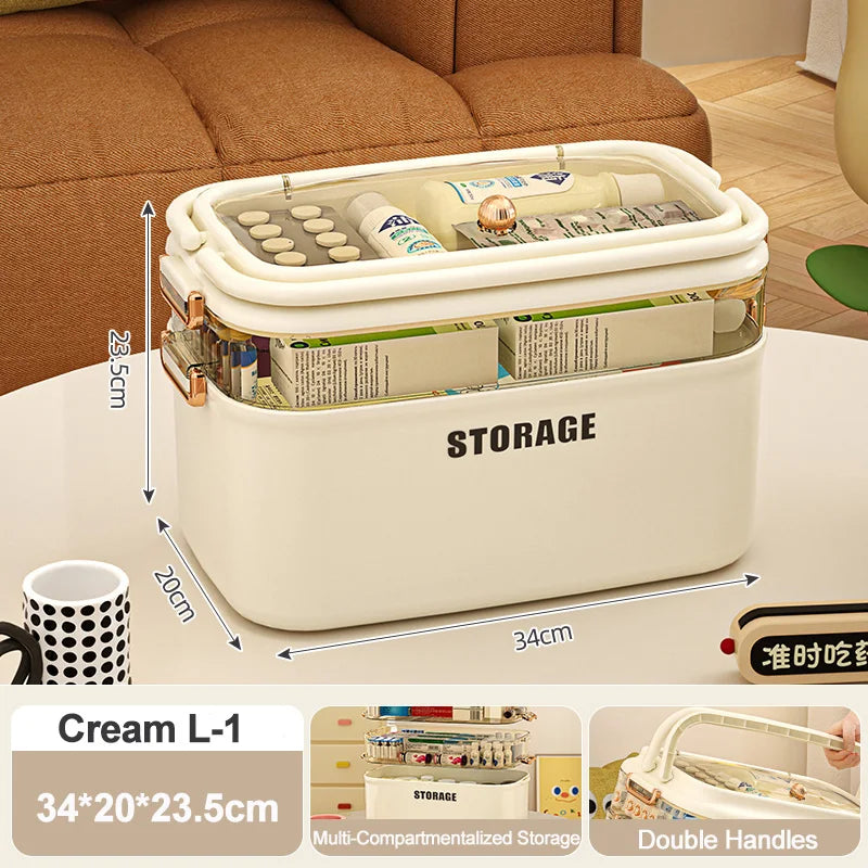 Large Capacity Family Medicine Organizer Storage Portable Home First Aid Kit Pill Container Emergency Pharmacy Box Drug Case