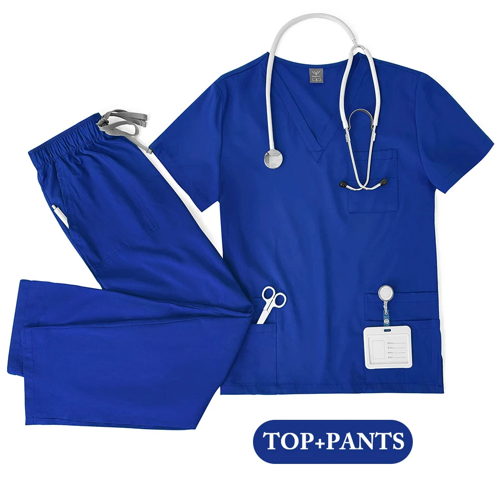 Unisex Medical Uniforms Men Women Nursing Clothes Lab Beauty Costume Nurse Scrubs Set Doctor Dentist Workwear Clinical Top 2026