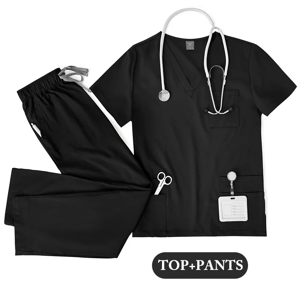 Unisex Medical Uniforms Men Women Nursing Clothes Lab Beauty Costume Nurse Scrubs Set Doctor Dentist Workwear Clinical Top 2026