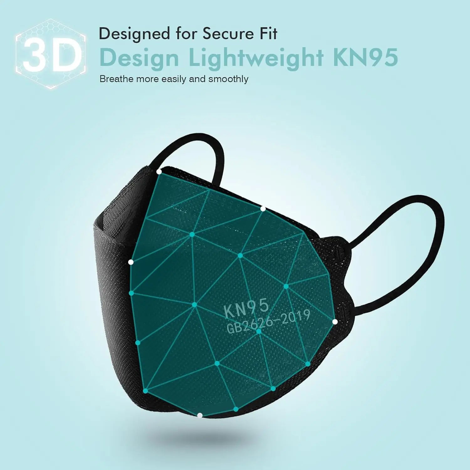 Black KN95 Face Masks 100 Pack, Breathable Disposable for Adults and Teens