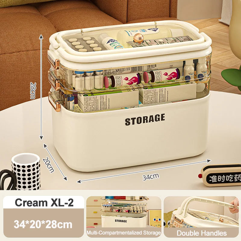Large Capacity Family Medicine Organizer Storage Portable Home First Aid Kit Pill Container Emergency Pharmacy Box Drug Case