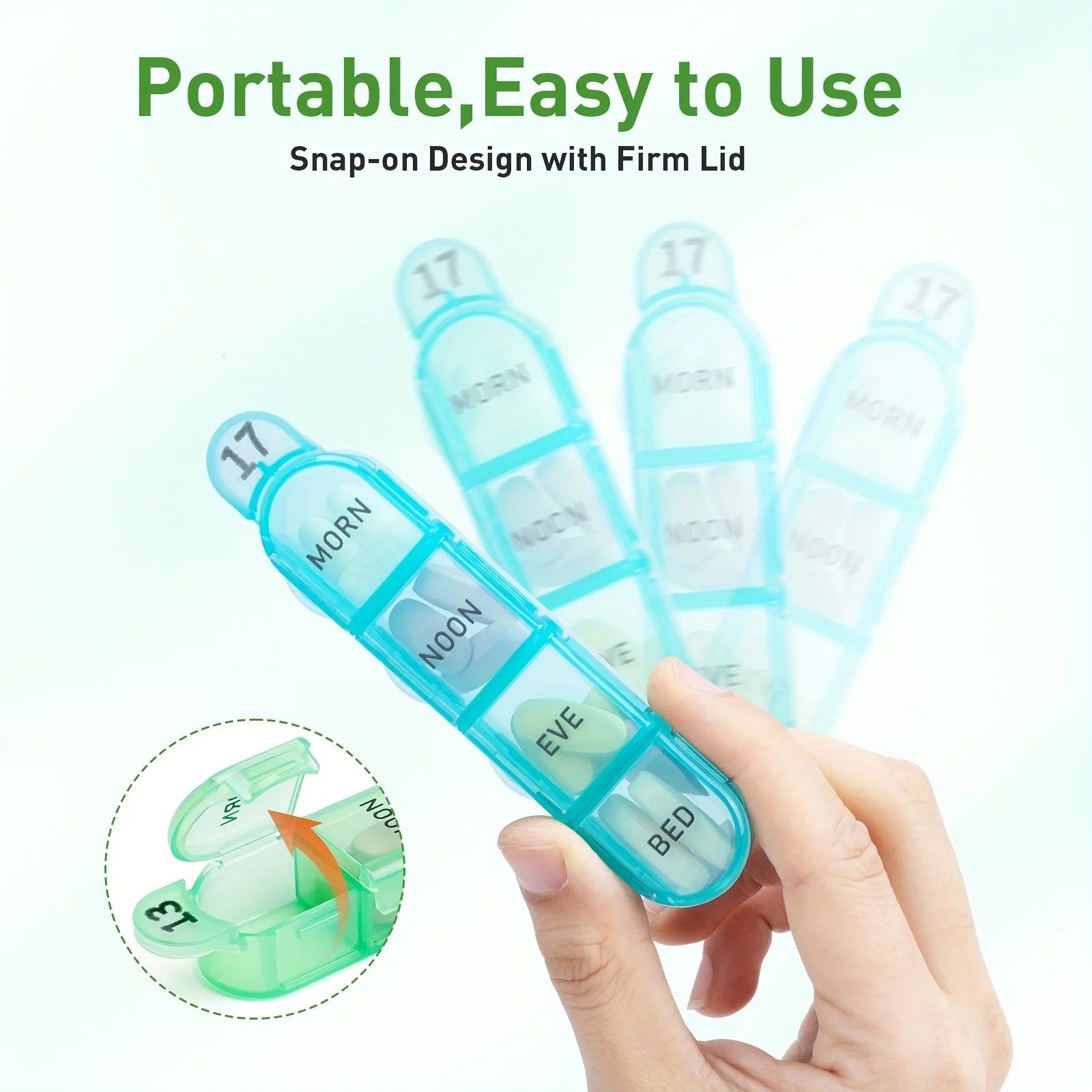 30 Day Pill Box Organizer Am Pm With 32 Large Compartments for Each Day Portable Travel Pill Container for Vitamins and Medicine