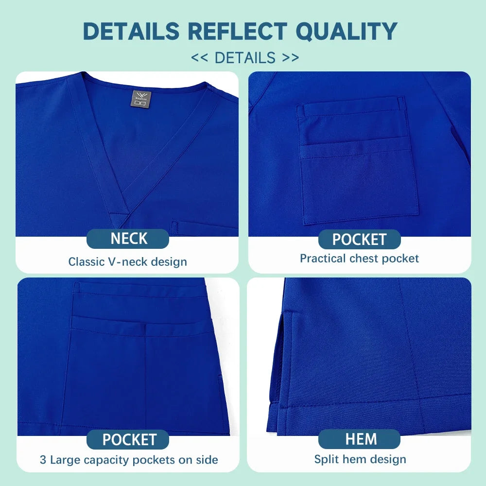 Unisex Medical Uniforms Men Women Nursing Clothes Lab Beauty Costume Nurse Scrubs Set Doctor Dentist Workwear Clinical Top 2026