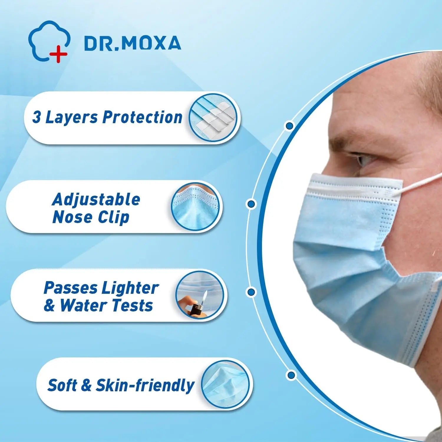 100 Pack Disposable Face Masks, Medical Grade 3-Ply Protection for Adults - Comfortable & Breathable