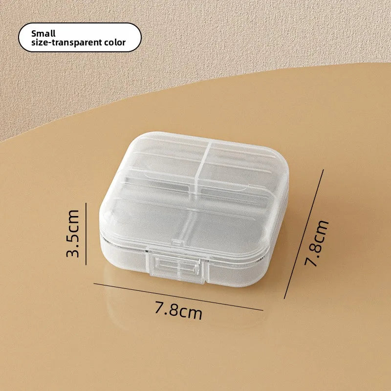 Portable mini medicine box, double sealed medicine pill storage box, seven days a week snap-on compartment medicine box