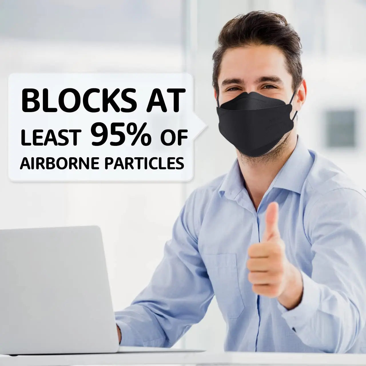 50 Pack Black KN95 Face Masks, Breathable Comfortable Disposable for Daily Protection
