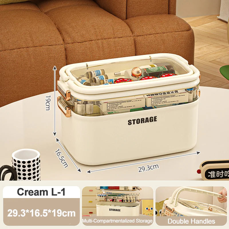 Large Capacity Family Medicine Organizer Storage Portable Home First Aid Kit Pill Container Emergency Pharmacy Box Drug Case