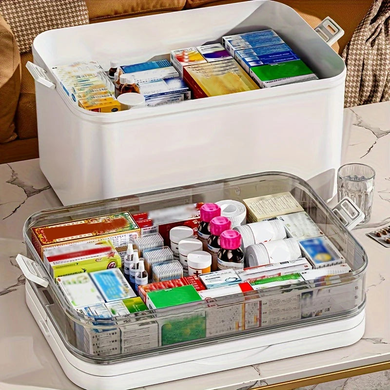 Large Capacity Multi-Layer Medicine Organizer and Usage Guide - Durable Waterproof Pill Box with Pill Storage Compartment, Suitable for Home and Travel Storage, Can Be Placed under the Bed, Easy to Carry, Ideal for Outdoor Tr