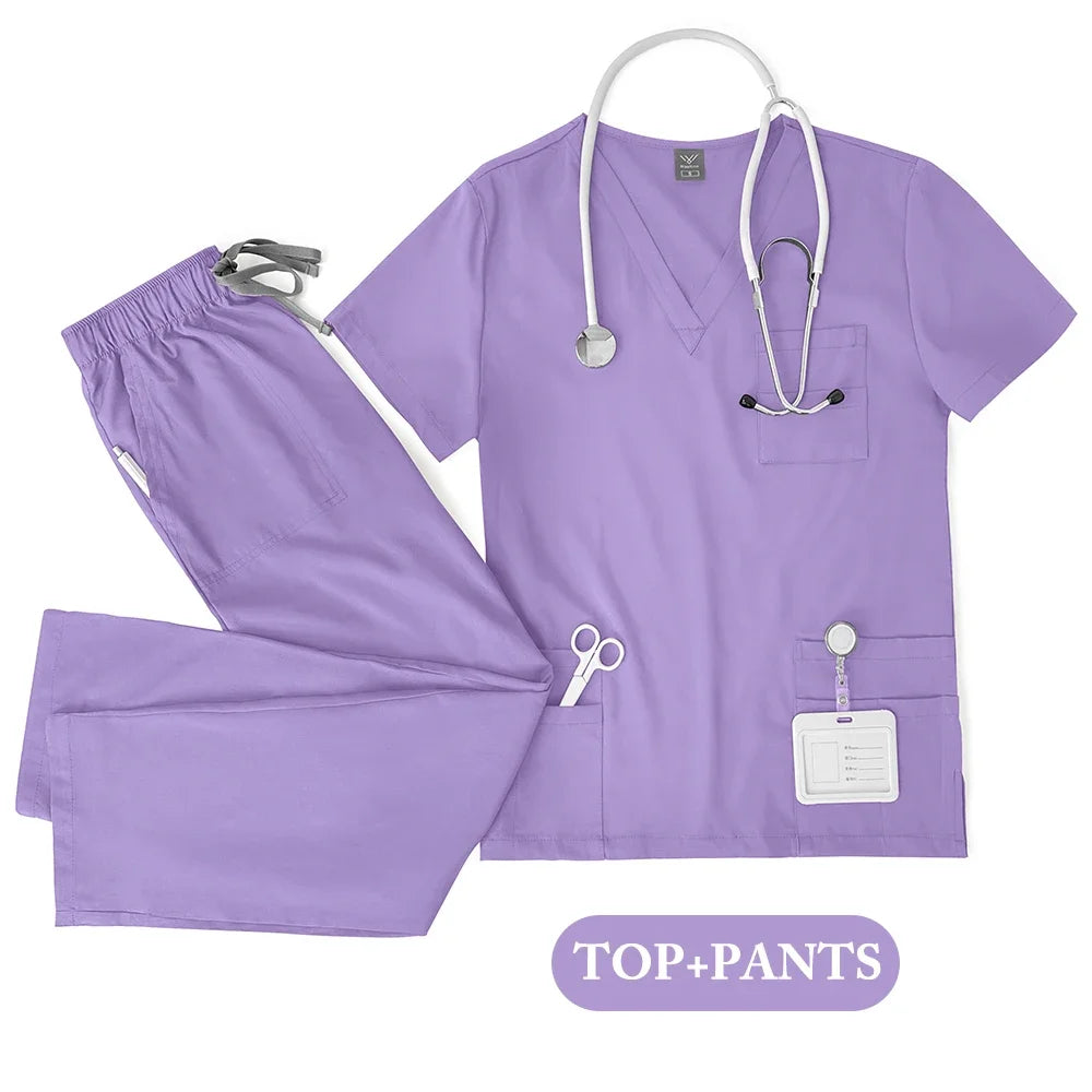 Unisex Medical Uniforms Men Women Nursing Clothes Lab Beauty Costume Nurse Scrubs Set Doctor Dentist Workwear Clinical Top 2026