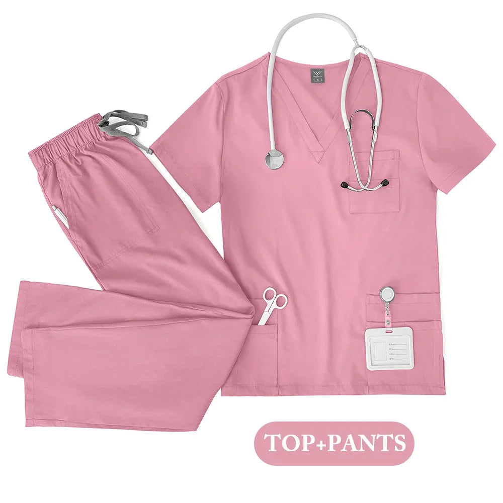 Unisex Medical Uniforms Men Women Nursing Clothes Lab Beauty Costume Nurse Scrubs Set Doctor Dentist Workwear Clinical Top 2026