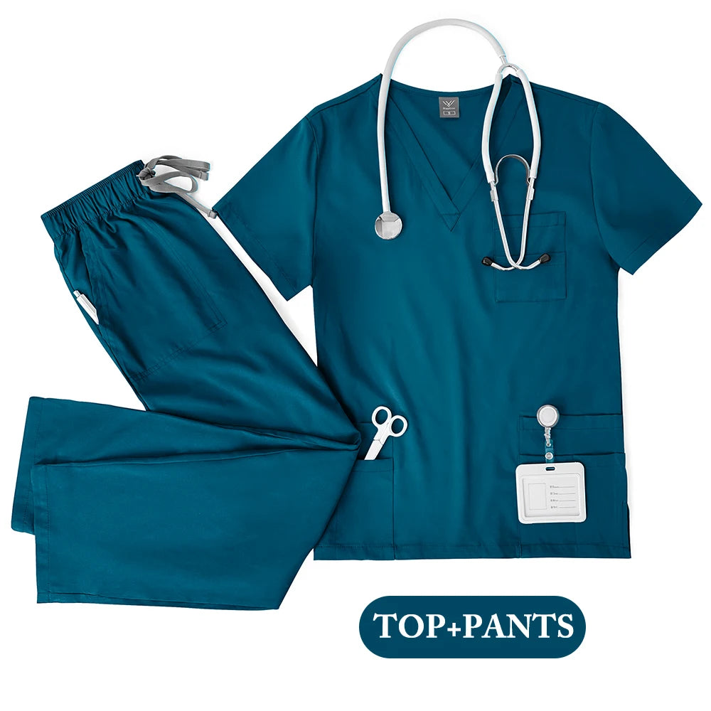 Unisex Medical Uniforms Men Women Nursing Clothes Lab Beauty Costume Nurse Scrubs Set Doctor Dentist Workwear Clinical Top 2026