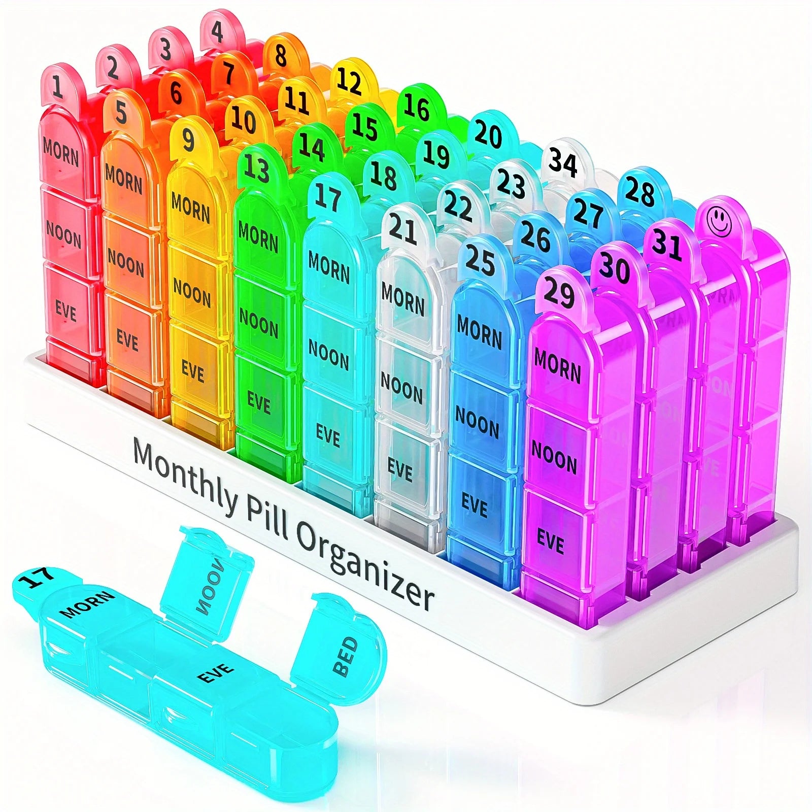 30 Day Pill Box Organizer Am Pm With 32 Large Compartments for Each Day Portable Travel Pill Container for Vitamins and Medicine