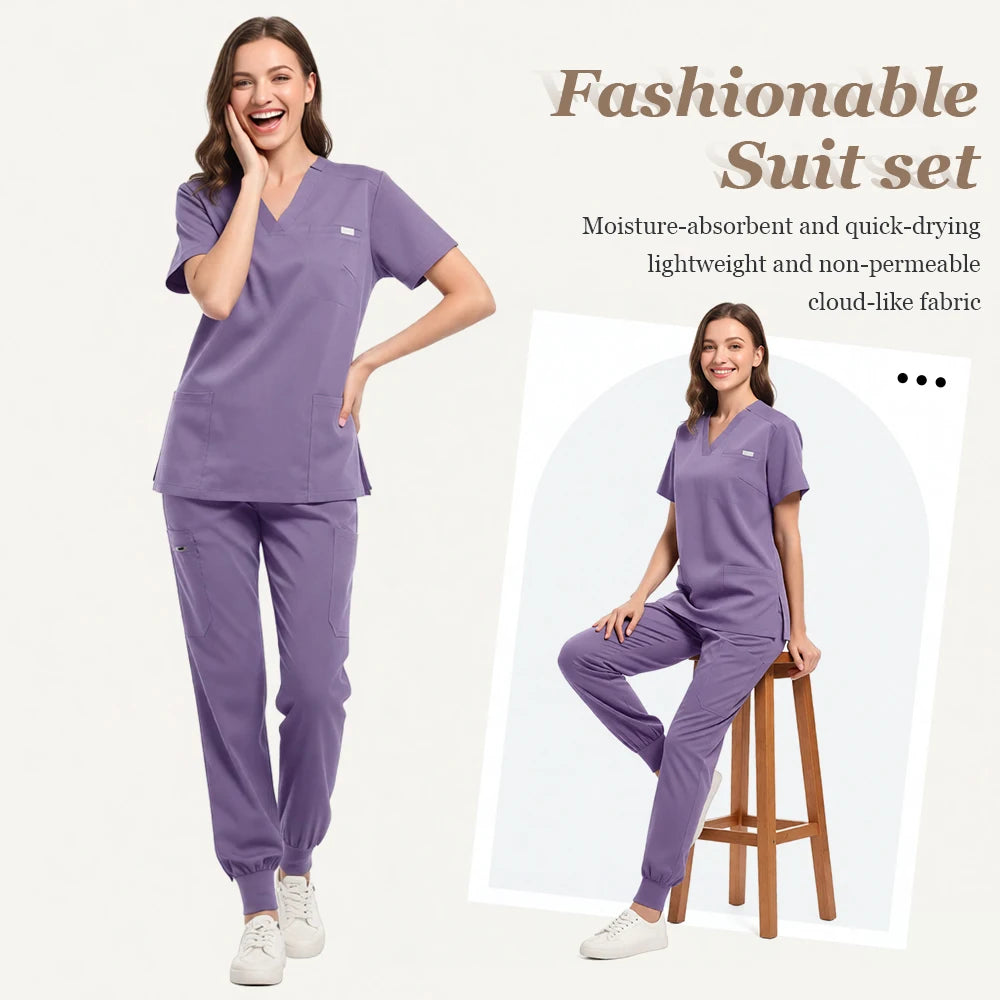 Wholesale High Quality Elastic Medical Scrub Set Surgical Work Wear Hospital Doctor Nurse Uniform Operating Room ClinicalClothes