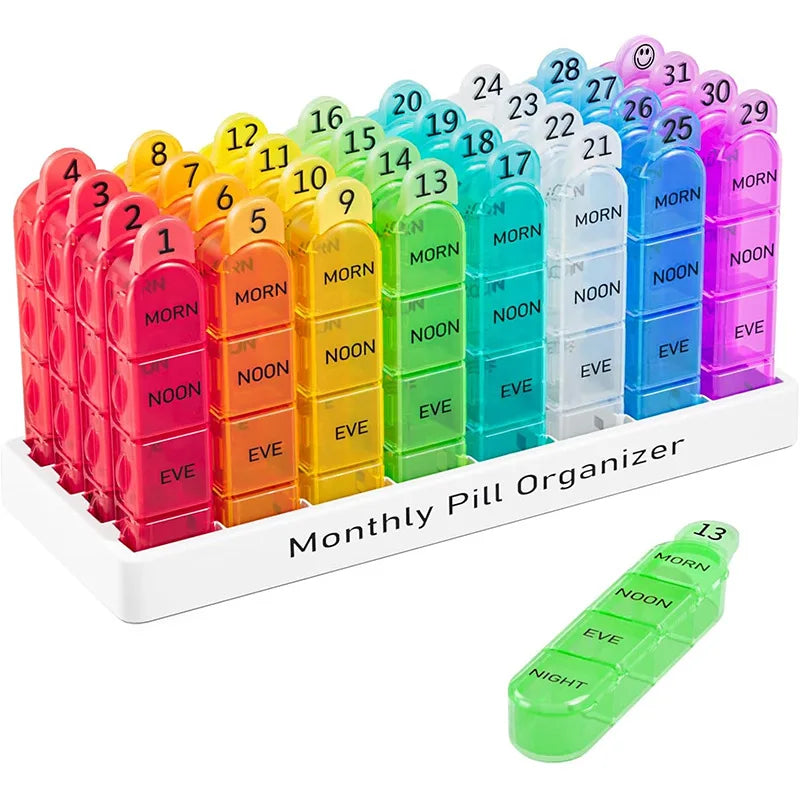 30 Day Pill Box Organizer Am Pm With 32 Large Compartments for Each Day Portable Travel Pill Container for Vitamins and Medicine