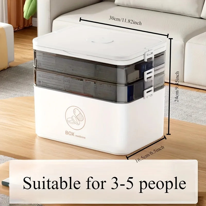 1pc 3-Tier Medicine Cabinets,Medicine Organizer - Family Emergency Storage Box | Leak-Resistant Design, Compact for Home Use