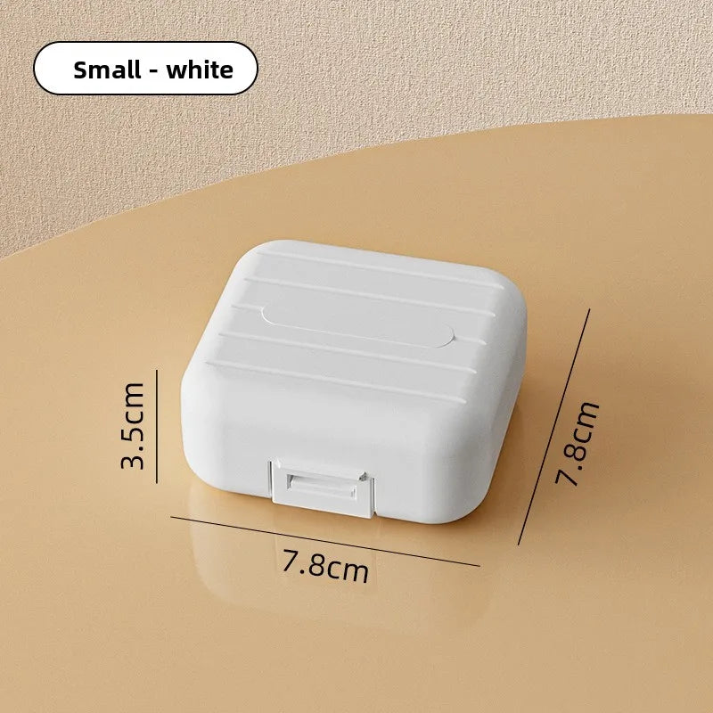 Portable mini medicine box, double sealed medicine pill storage box, seven days a week snap-on compartment medicine box