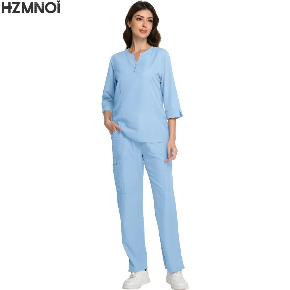 Scrubs Nursing Accessories Medical Surgical Gowns Doctor Nurse Special Scrub Men Solid Color Work Wear Spa Unifroms Women Unisex