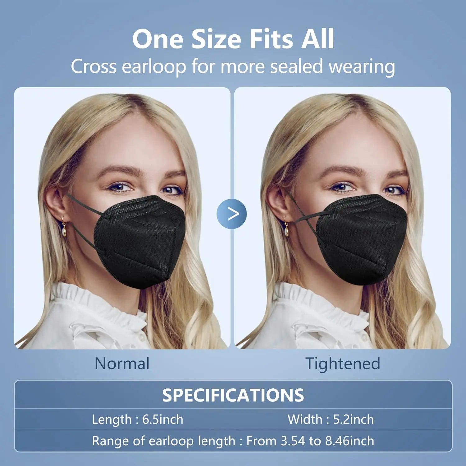 60 Packs KN95 Face Mask, 5-Ply Comfortable Filter Safety Mask, Protective White Cover