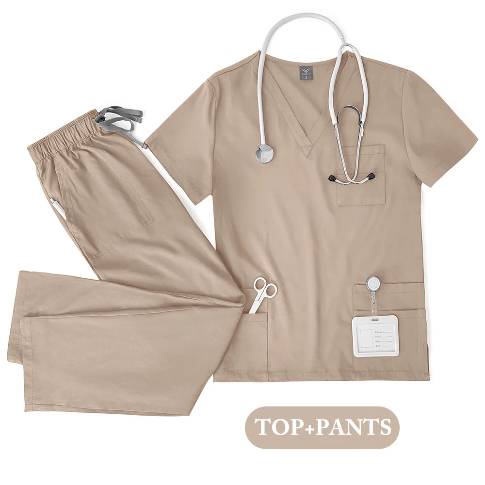 Unisex Medical Uniforms Men Women Nursing Clothes Lab Beauty Costume Nurse Scrubs Set Doctor Dentist Workwear Clinical Top 2026
