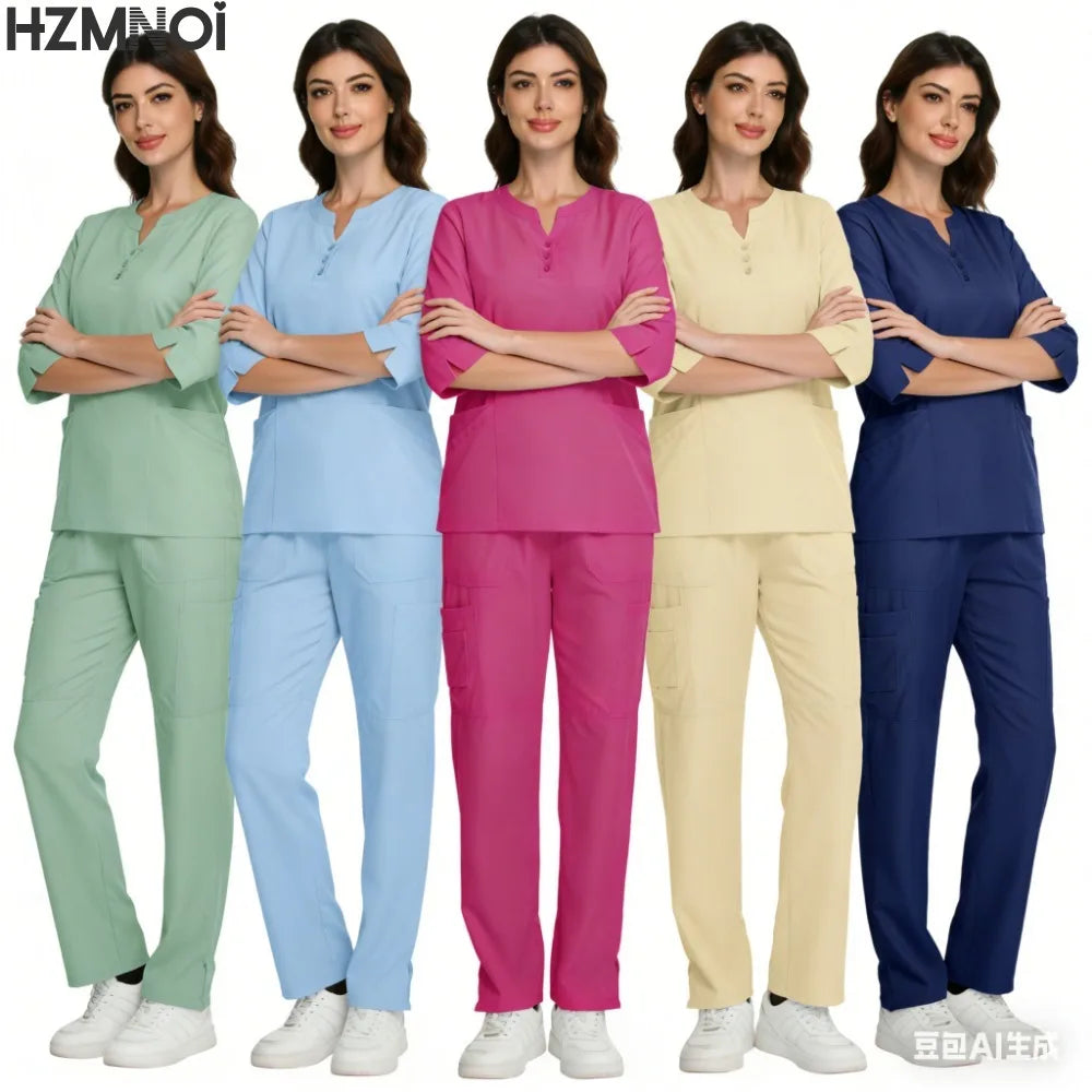 Scrubs Nursing Accessories Medical Surgical Gowns Doctor Nurse Special Scrub Men Solid Color Work Wear Spa Unifroms Women Unisex