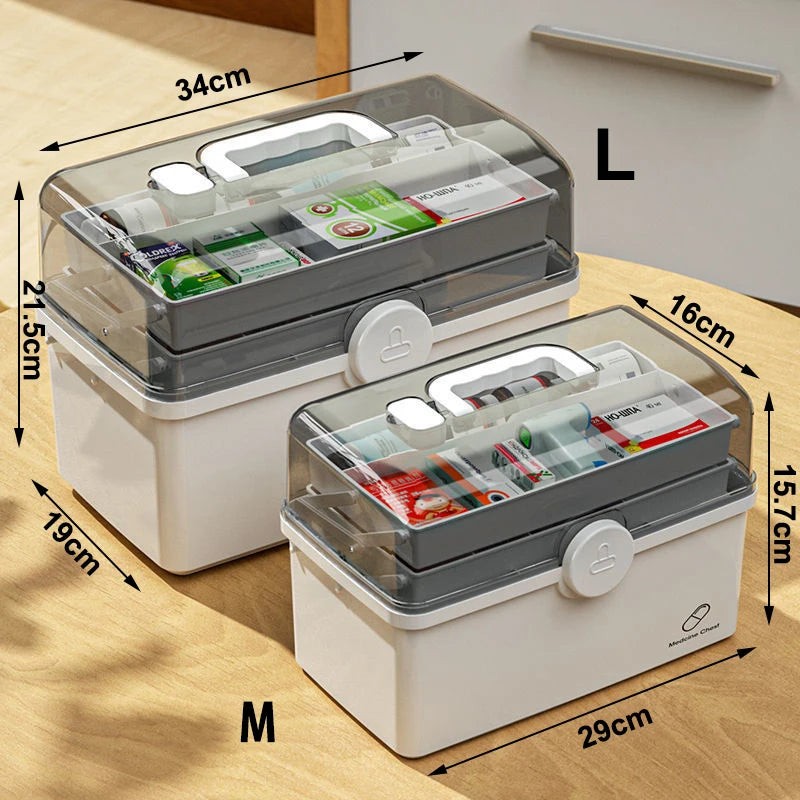3 Layers Large Capacity Family Medicine Organizer Storage Box Portable First Aid Kit Container Emergency Pharmacy Pill Box
