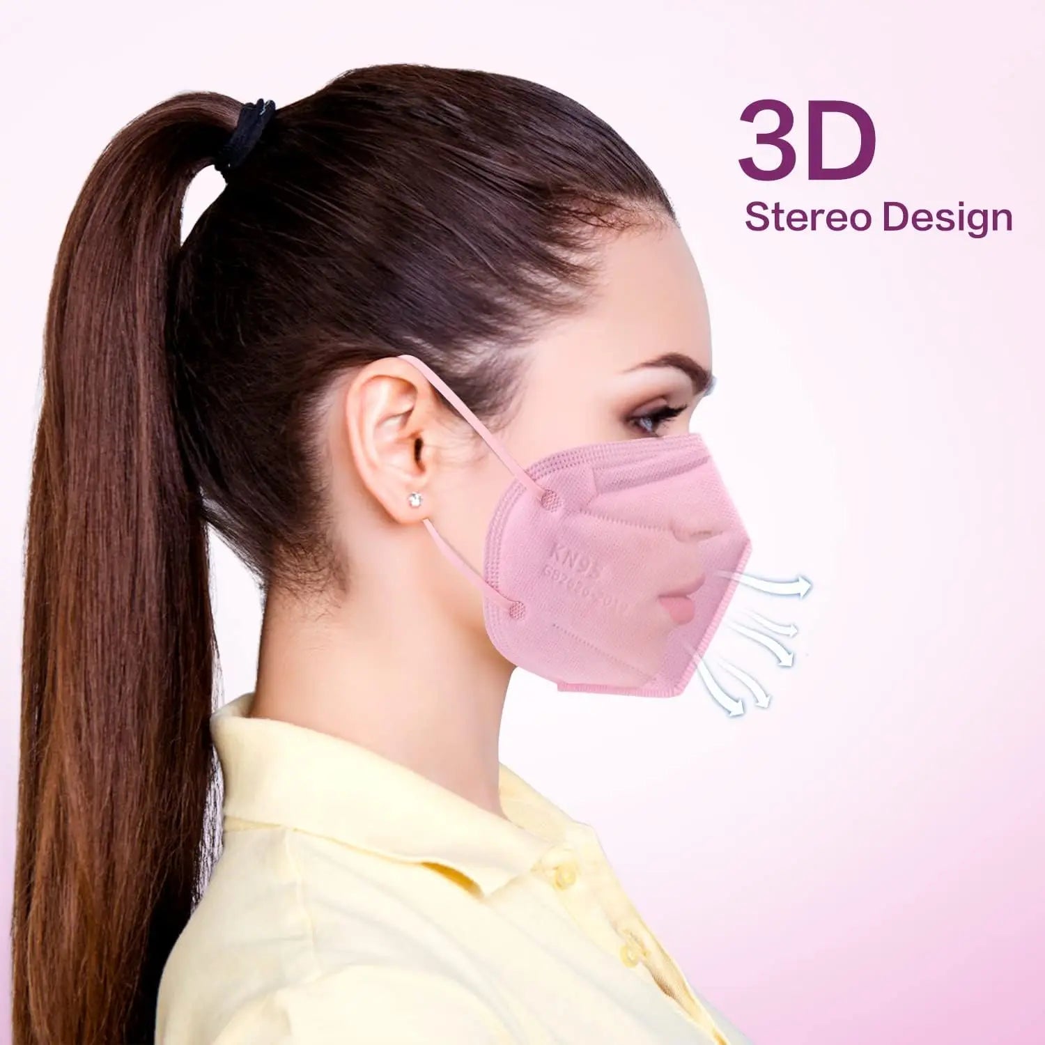 50 Pcs KN95 Face Masks, 5-Layer Disposable Respirators in Pink, Blue, Red, Purple, Grey for Outdoor Safety
