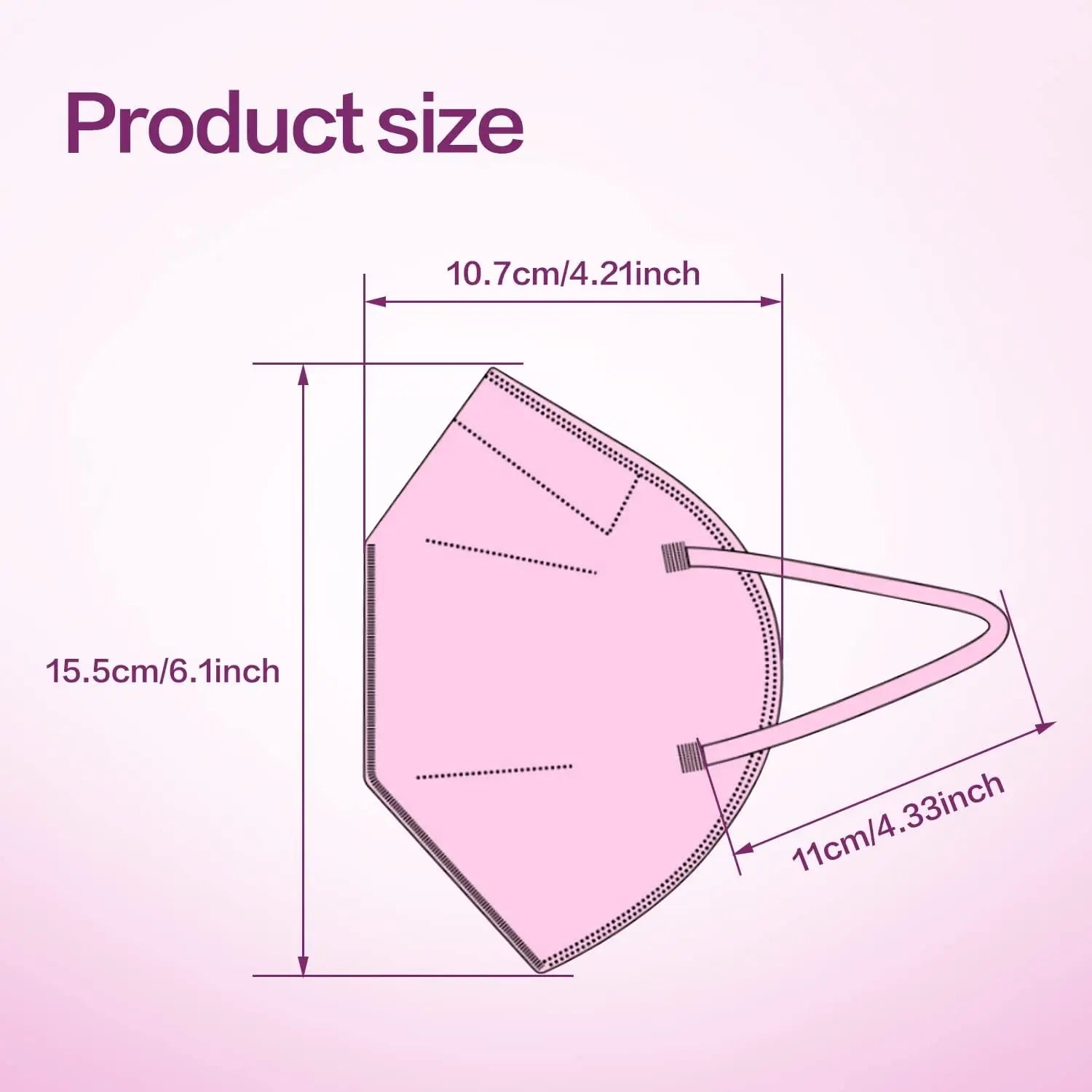 50 Pcs KN95 Face Masks, 5-Layer Disposable Respirators in Pink, Blue, Red, Purple, Grey for Outdoor Safety
