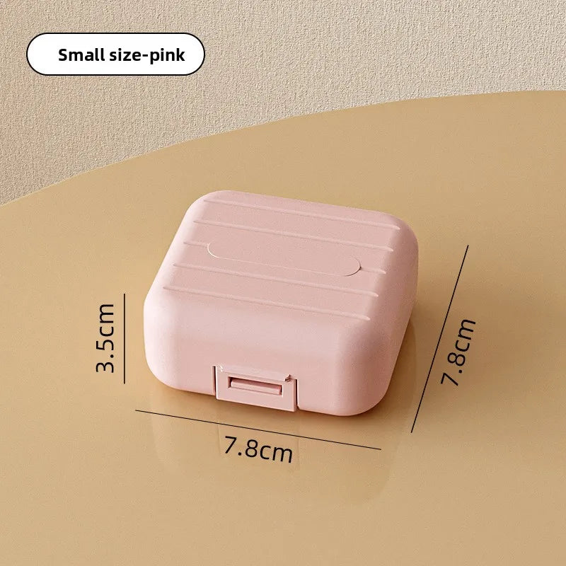 Portable mini medicine box, double sealed medicine pill storage box, seven days a week snap-on compartment medicine box