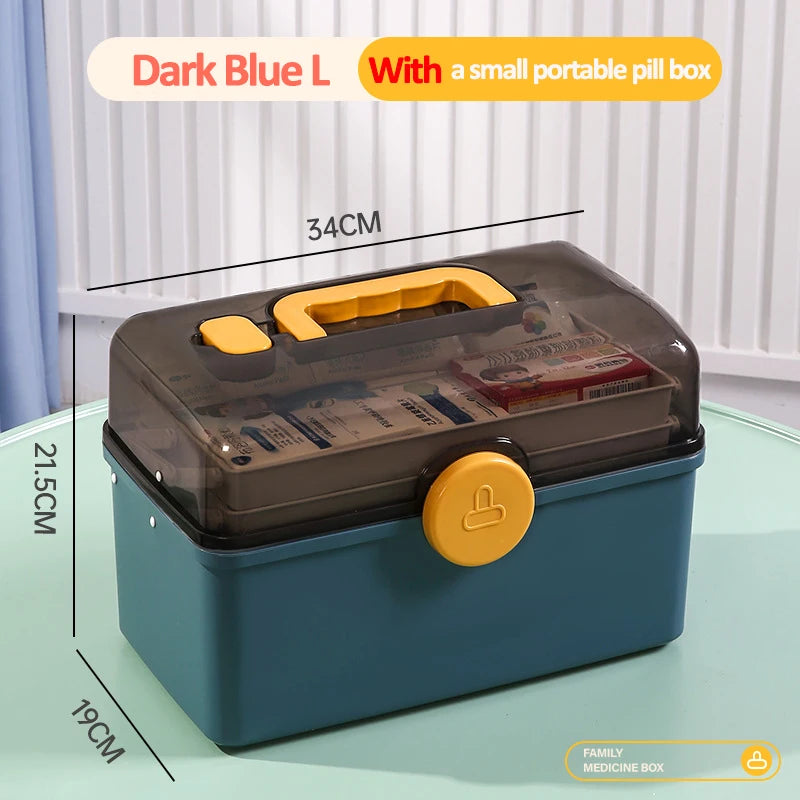 3 Layers Large Capacity Family Medicine Organizer Storage Box Portable First Aid Kit Medicine Container Emergency Pharmacy Box